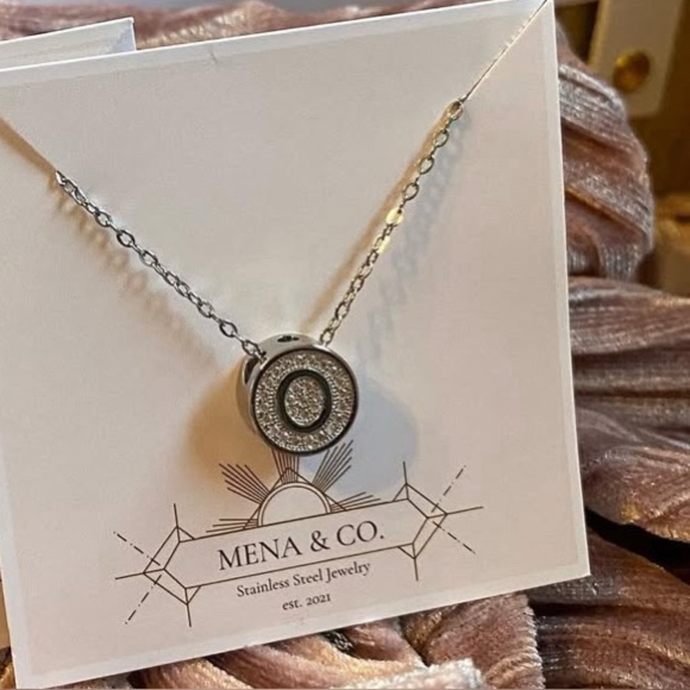 Silver Stainless Steel “O” Initial Pendant Necklace